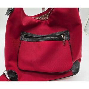 Maxx New York Red & Black Hobo Bag With Paisley Interior & Matching Pouch